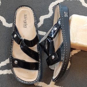 Alegria Venice Black Patent Leather Sandals 39